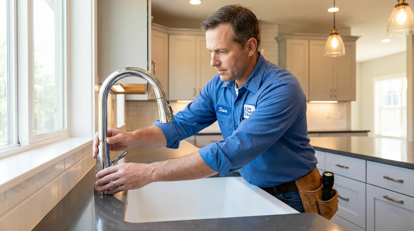 Kitchen faucet installation by Johns Plumbing LLC in Palmyra